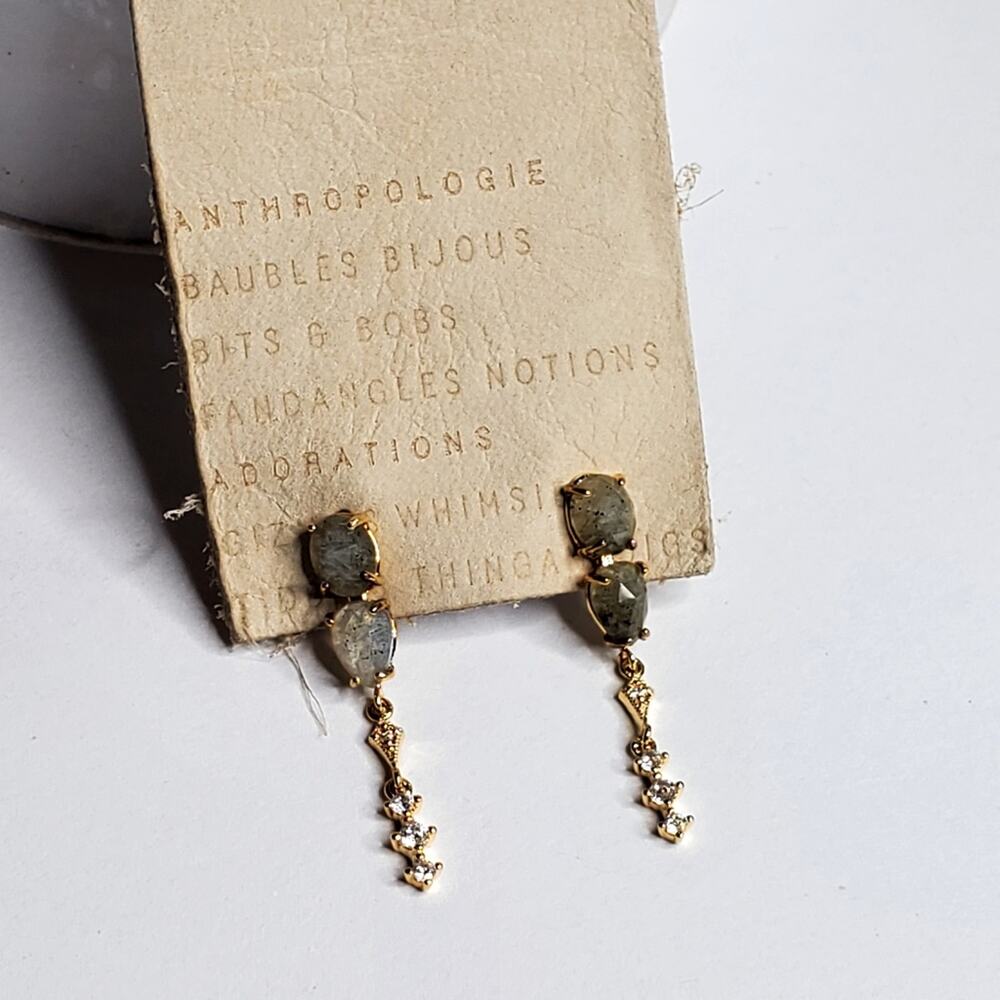 Anthropologie Oaxaca Double Stone Drop Earring Dark New with tags